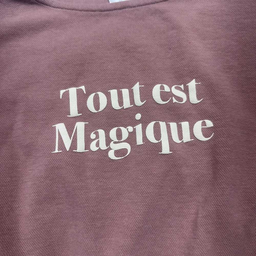 Zara Kids T-Shirt Dress Girls 11/12 Mauve Tout est Magique Long Sleeve Knit - Picture 10 of 10